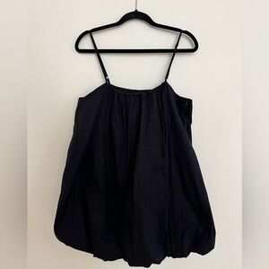 Black Bubble Hem Mini Dress Strappy Party Night Out Y2K Chic Statement Look